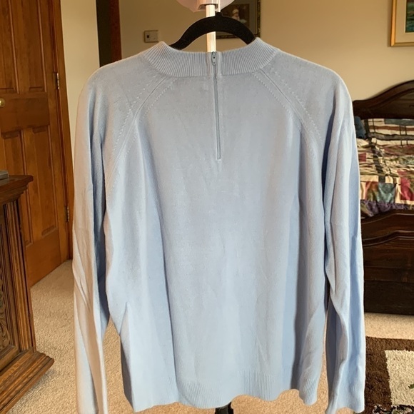 Soft powder blue mockneck nack zip closure NWOT - Picture 2 of 4